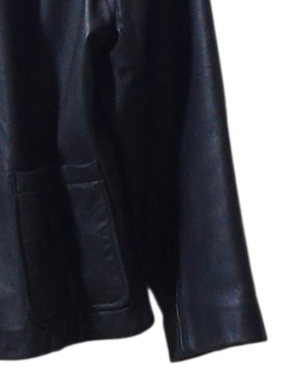 Vintage 100% Leather Black Jacket Women’s Button Front Y2K Minimalist Coat - Picture 6 of 13